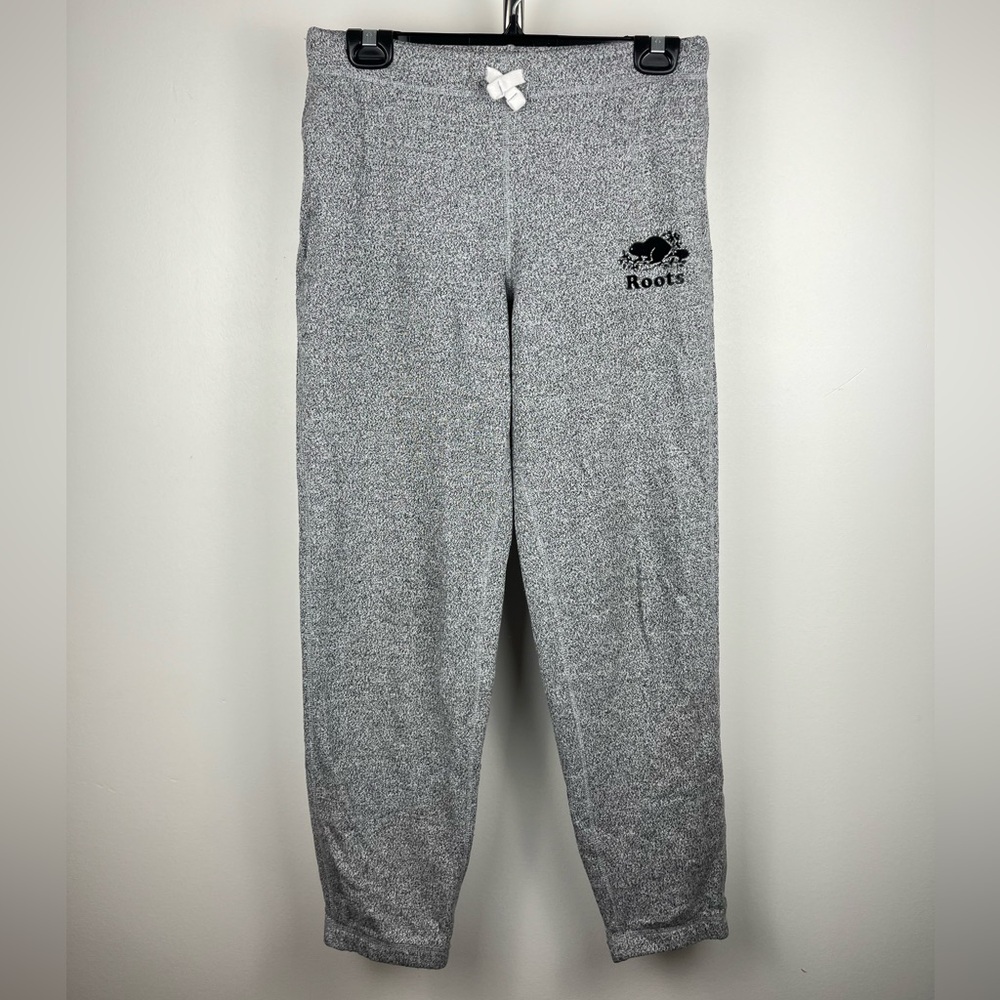 Roots Kids Salt & Pepper Grey Sweatpants Cozy Logo Joggers Size 14